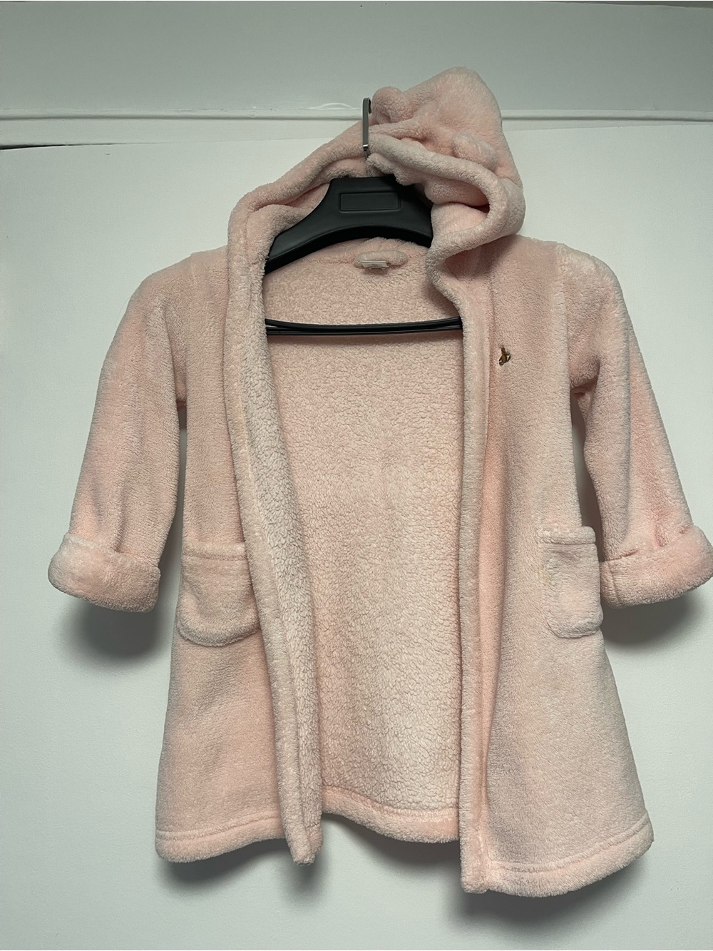 GAP Light Pink Hooded Bear Bathrobe for Kids